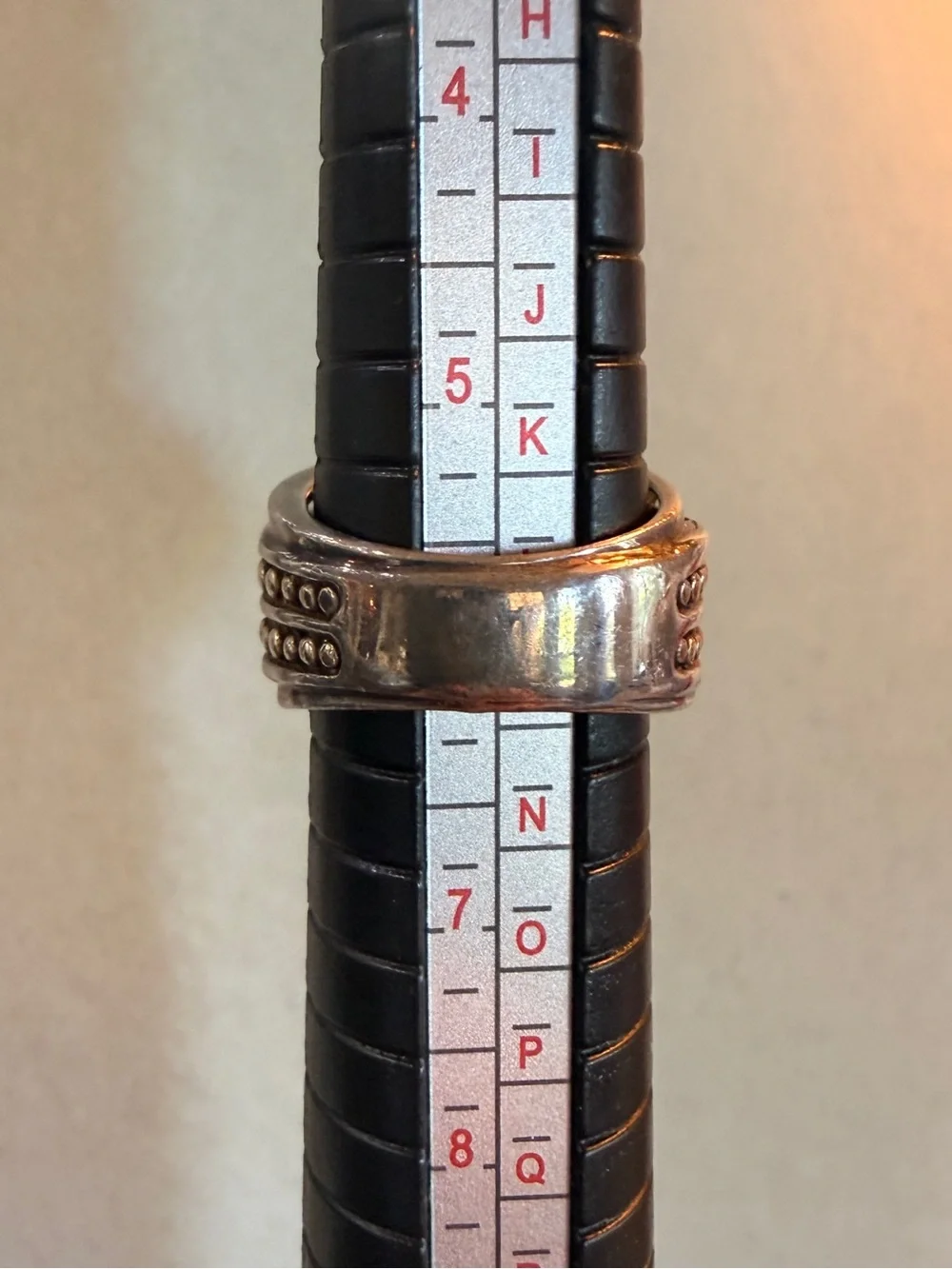 Sterling Silver and Brass Oval Labradorite and Garnet Cabochon Ring sz 6